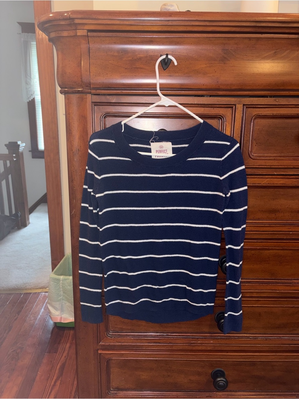 Perfect Pullover Navy & White Striped Knit Sweater XS